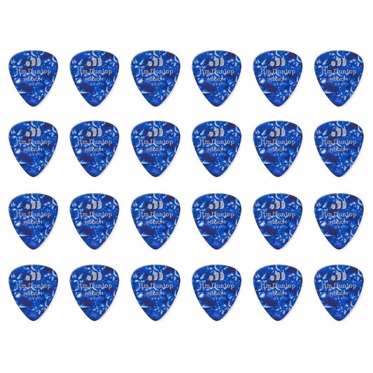 24 x Jim Dunlop Genuine Celluloid Blue Pearloid Medium Gauge Guitar Picks *NEW*