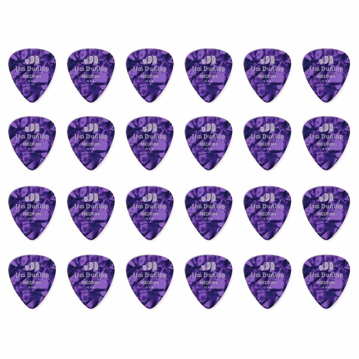 24 x Jim Dunlop Genuine Celluloid Purple Pearloid Medium Guitar Picks *NEW*