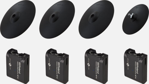 ROLAND 4CY-4WT-01 DrumLink Cymbal Pack - 3 CY-16R-T Pads + VH-10 Hi-Hat & 4 WT-10 Wireless Adapters for DWe Drum Set