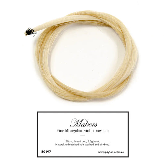 Violin Bowhair MAKERS 80cm Hank 5.5g, Tied with Black Thread for Rehairing