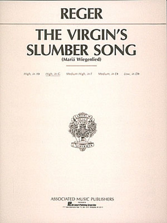 Reger - Virgins Slumber Song High Voice G Major