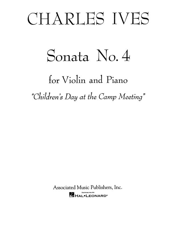 Ives - Sonata No 4 For Violin/Piano (Softcover Book)