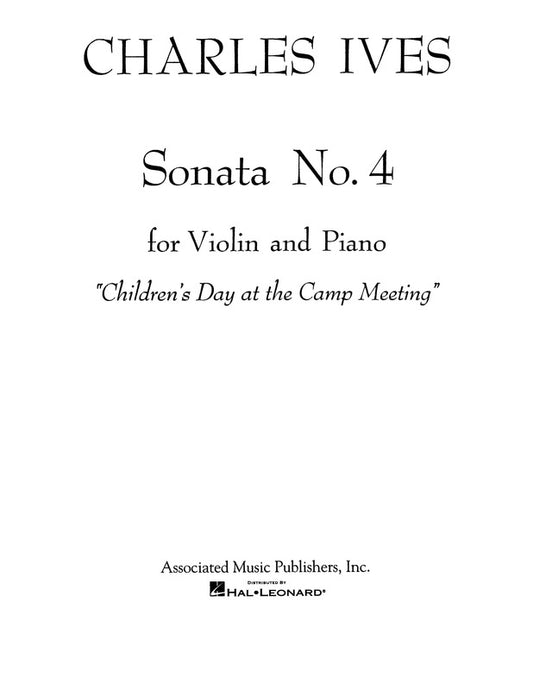 Ives - Sonata No 4 For Violin/Piano (Softcover Book)