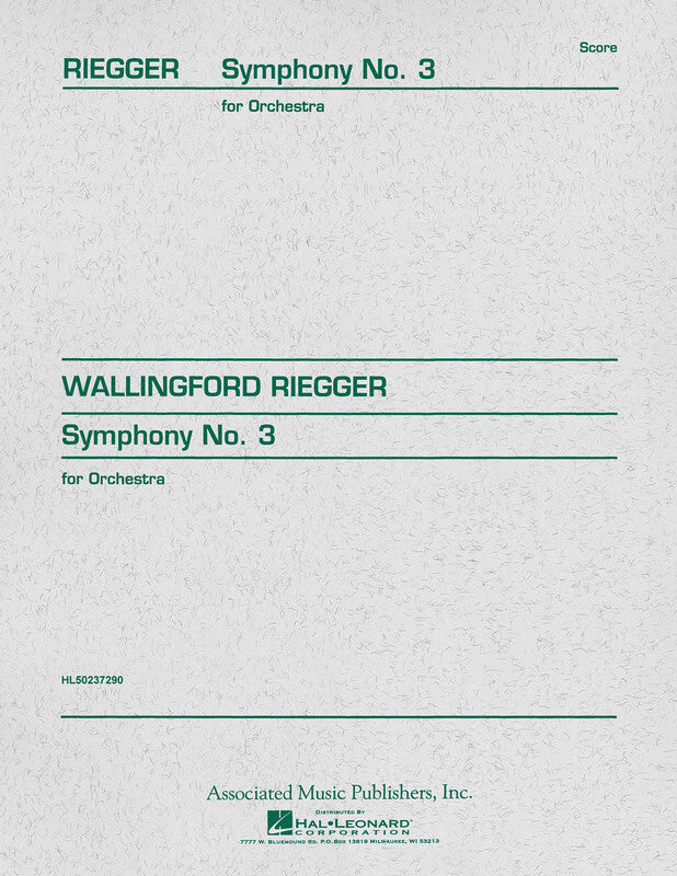 Riegger - Symphony No 3 Op 42 Study Score