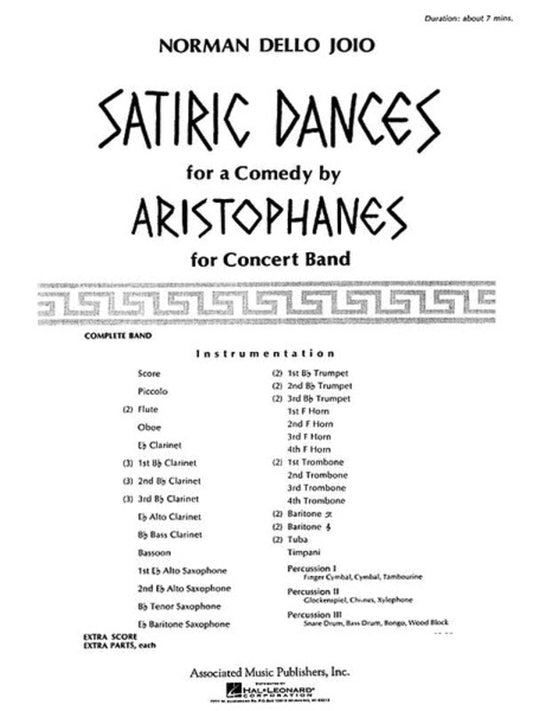 Dello Joio - Satiric Dances Concert Band 4-5 Full Score