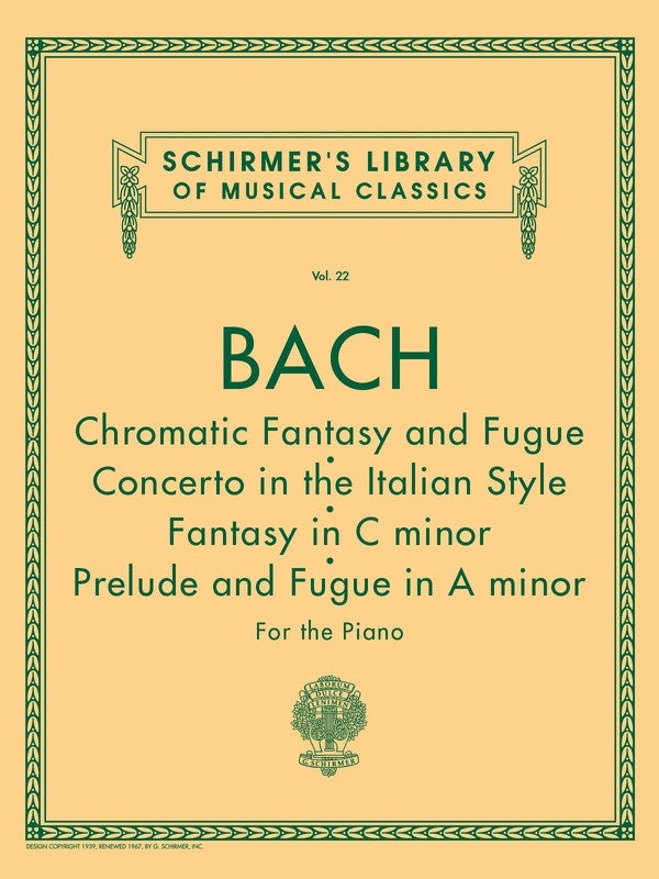 Bach - Chromatic Fantasy/Concerto Etc Piano (Softcover Book)