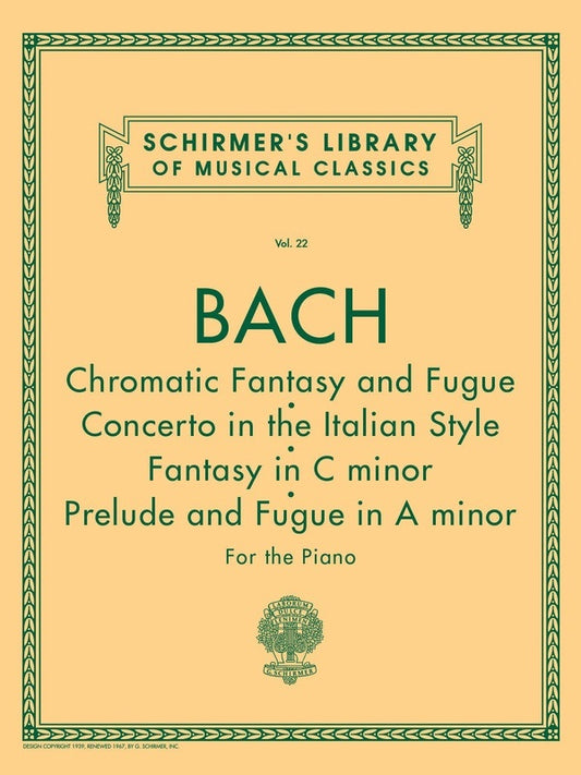 Bach - Chromatic Fantasy/Concerto Etc Piano (Softcover Book)