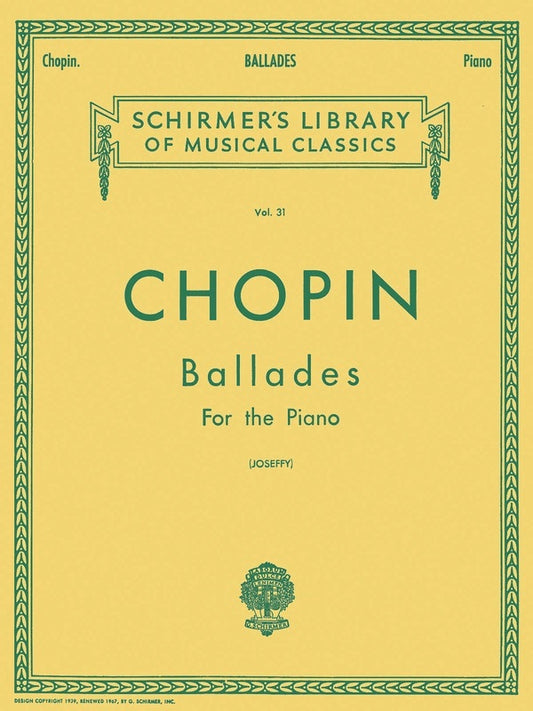 Chopin - Ballades For Piano Ed Joseffy (Softcover Book)