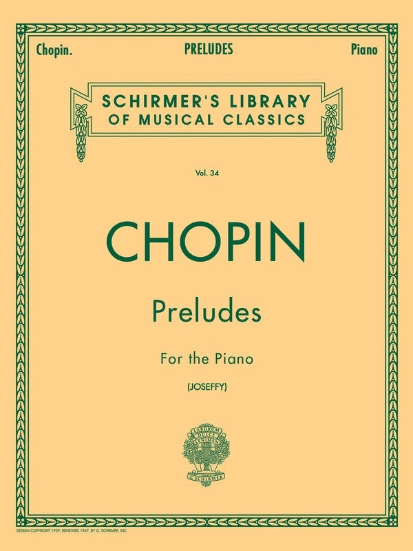 Chopin - Preludes For Piano Ed Joseffy (Softcover Book)