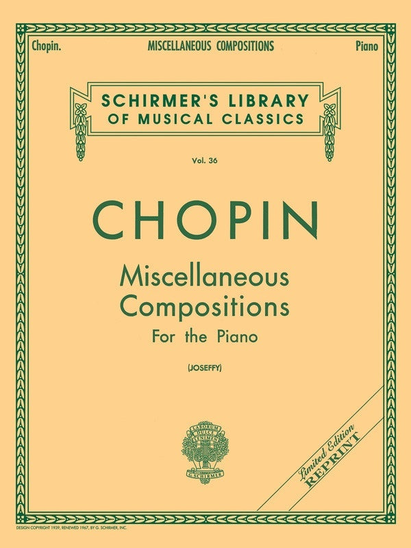 Chopin - Miscellaneous Compositions For Piano (Softcover Book)