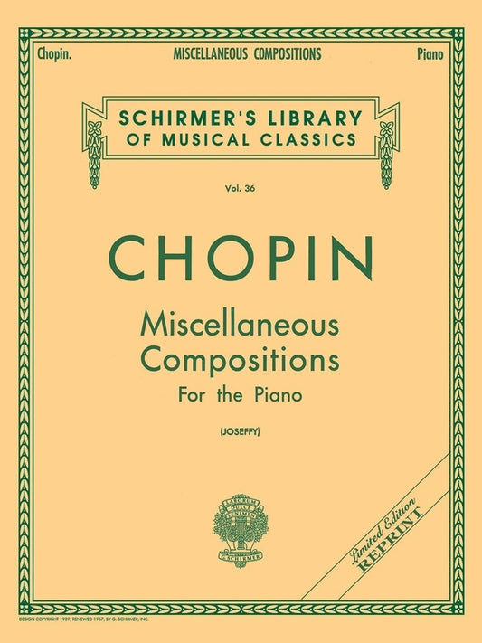 Chopin - Miscellaneous Compositions For Piano (Softcover Book)