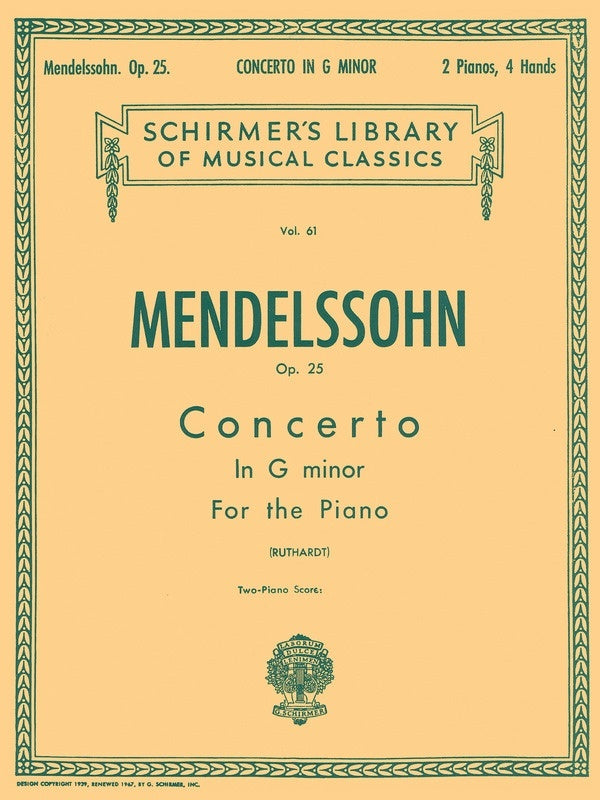 Schirmer - Mendelssohn - Concerto No 1 Op 25 2P4H