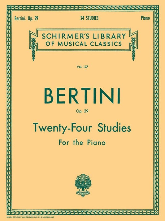 Bertini - 24 Studies Op 29 For Piano (Softcover Book)