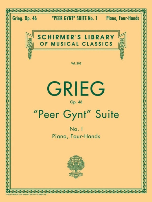 Grieg Peer Gynt 1 Op 46 Lib.203 Piano Duet