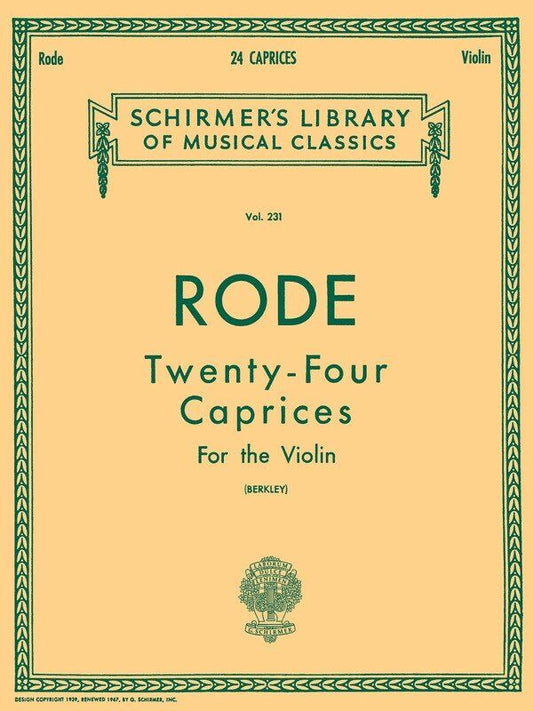 RODE 24 Caprices for Violin - G. Schirmer, Inc. - 56 Pages