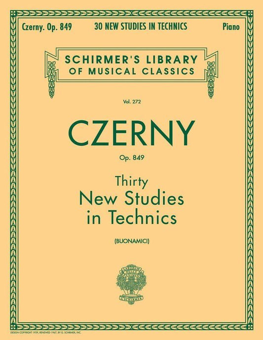 Czerny 30 New Studies in Technics Op. 849 Piano Sheet Music - 56 Pages