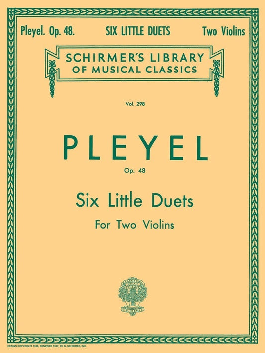 Pleyel - 6 Little Duets Op 48 For 2 Violins (Softcover Book)