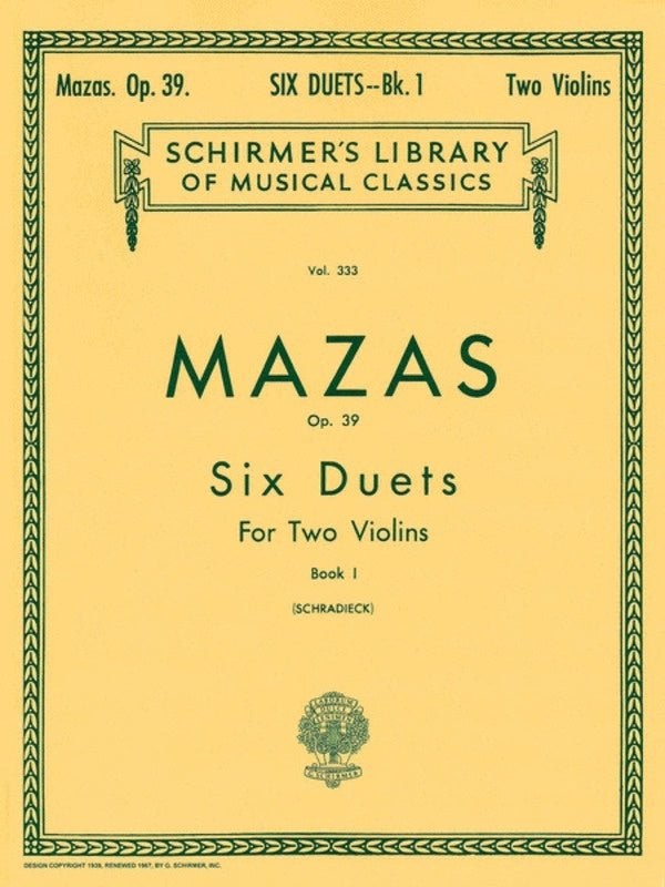 Mazas 6 Duets Op 39 Book.1 Lib.333 Violins