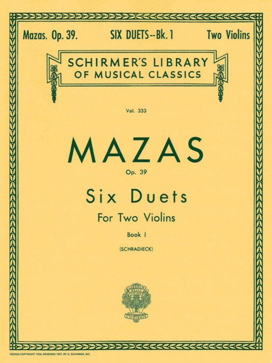 Mazas 6 Duets Op 39 Book.1 Lib.333 Violins