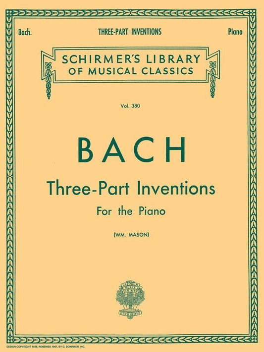 Bach - 3 Part Inventions for Piano, 36 Pages, G. Schirmer, Schirmer Library of Classics