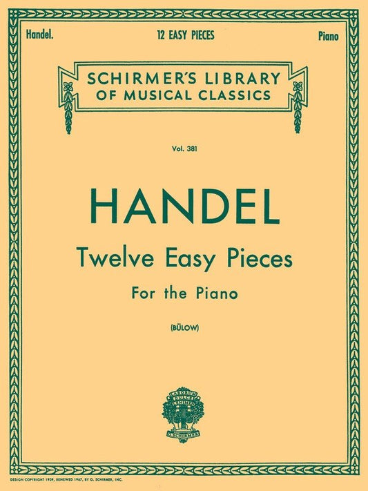 Handel 12 Easy Pieces Lib.381 Piano