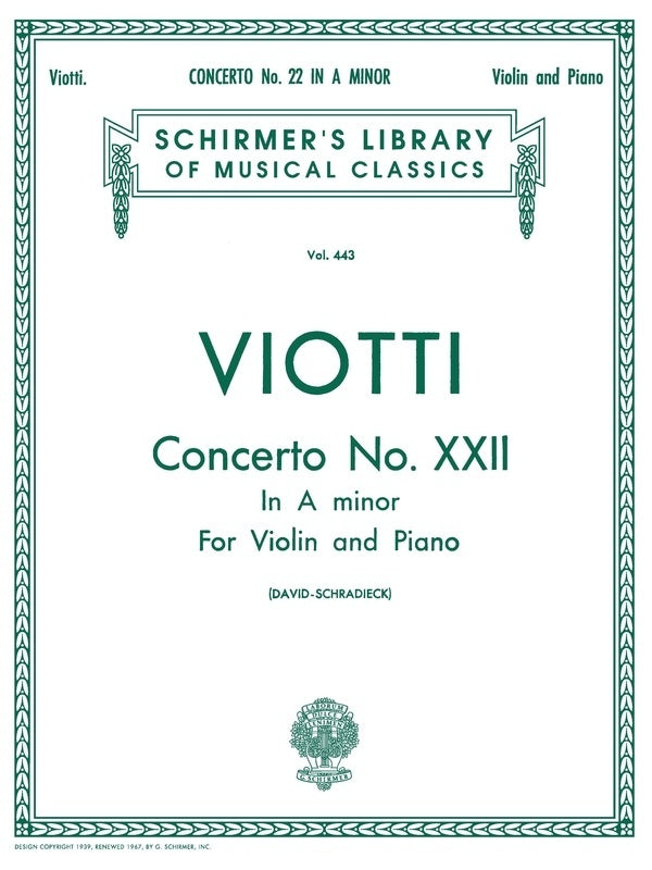 Viotti - Concerto No 22 A Minor Violin/Piano (Softcover Book)