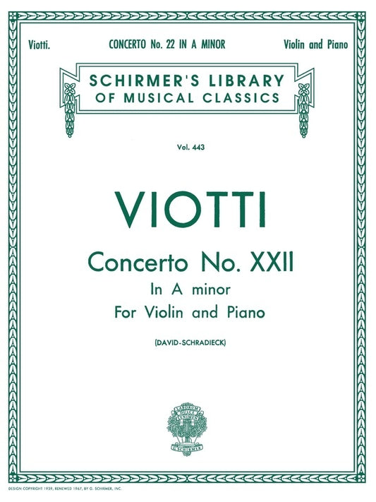 Viotti - Concerto No 22 A Minor Violin/Piano (Softcover Book)