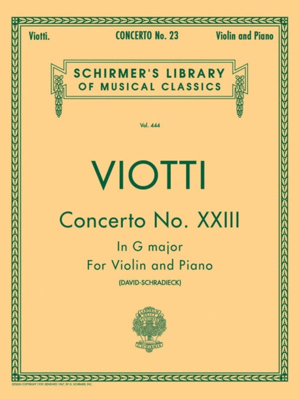 Viotti Concerto 23 In G Lib.444 Violin