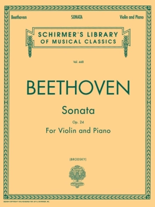 Beethoven - Sonata Op 24 For Violin/Piano (Softcover Book)