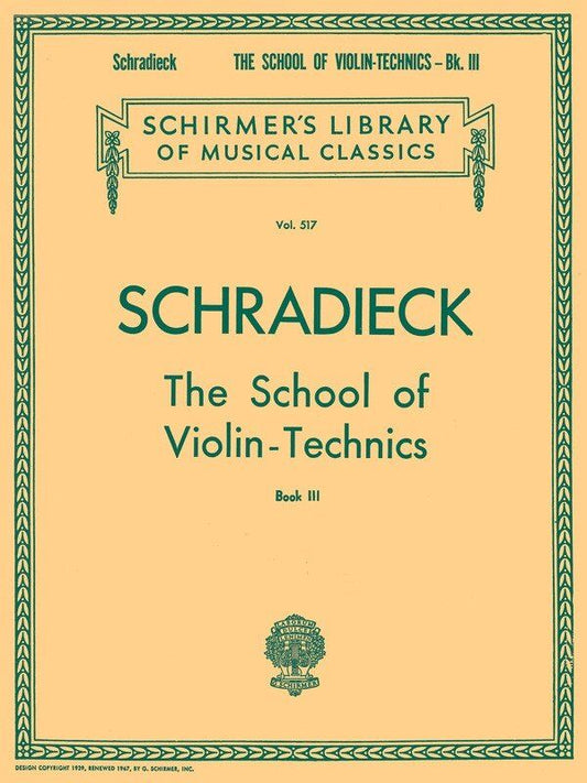 Schradieck School of Violin Technics Book 3, 32 Pages, G. Schirmer, Violin