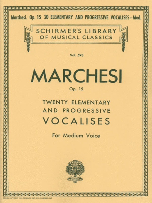 Schirmer - 20 Elementary/Progressive Vocalises Op 15 Medium