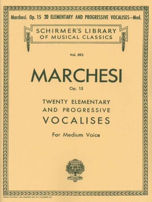 Schirmer - 20 Elementary/Progressive Vocalises Op 15 Medium