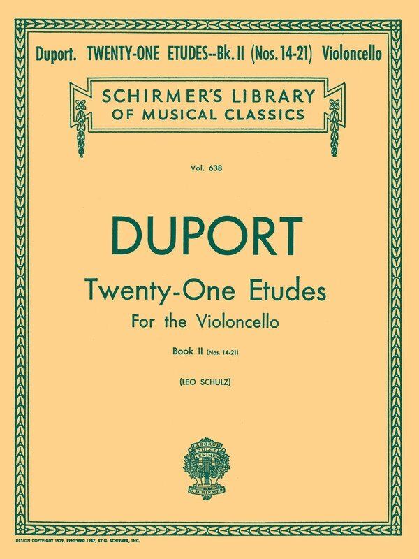 Duport 21 Etudes Book 2 for Cello, Publisher: G. Schirmer, Inc., 28 Pages