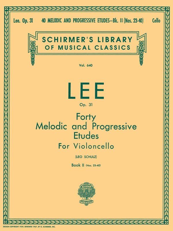 Lee 40 Melodic Progressive Etudes Op 31 Book 2 for Cello