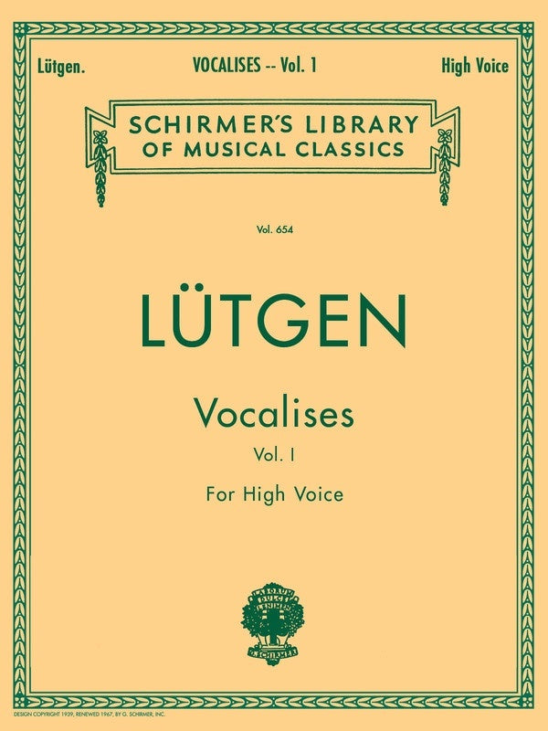 Schirmer - Lutgen - Vocalises Vol 1 High Voice