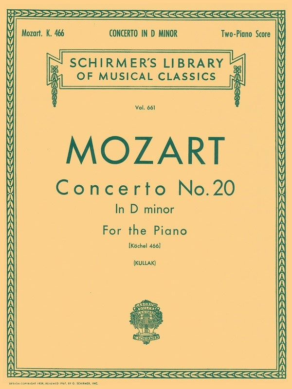 Mozart - Piano Concerto No 20 K 466 2P4H (Softcover Book)