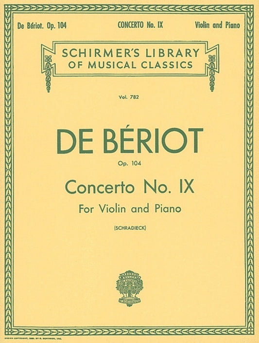 Beriot Concerto 9 Op104 Lib.782 Violin/Piano
