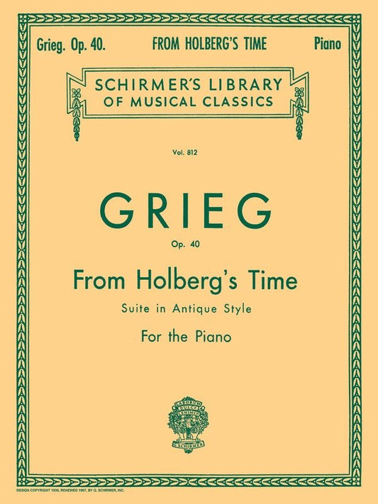 Grieg Holbergs Time Op 40 Lib.812 Piano