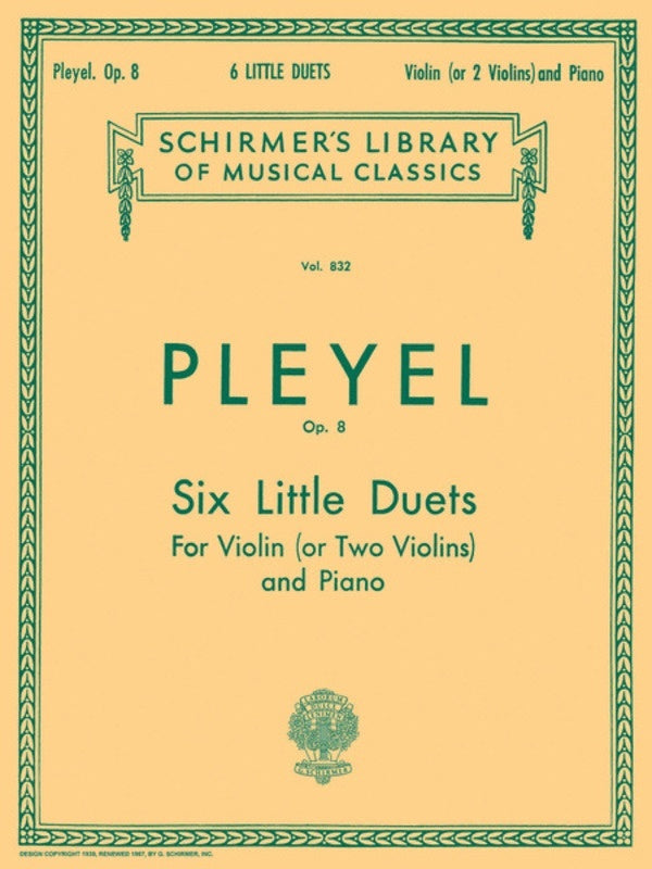 Pleyel 6 Little Duets Op8 Violin/Piano 2 Violin