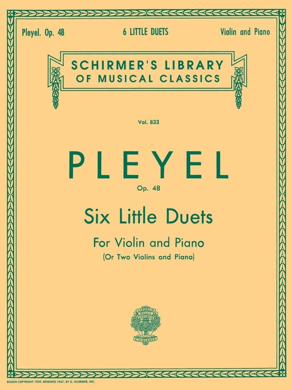 Pleyel 6 Little Duets Op48 Violin/Piano 2Violin