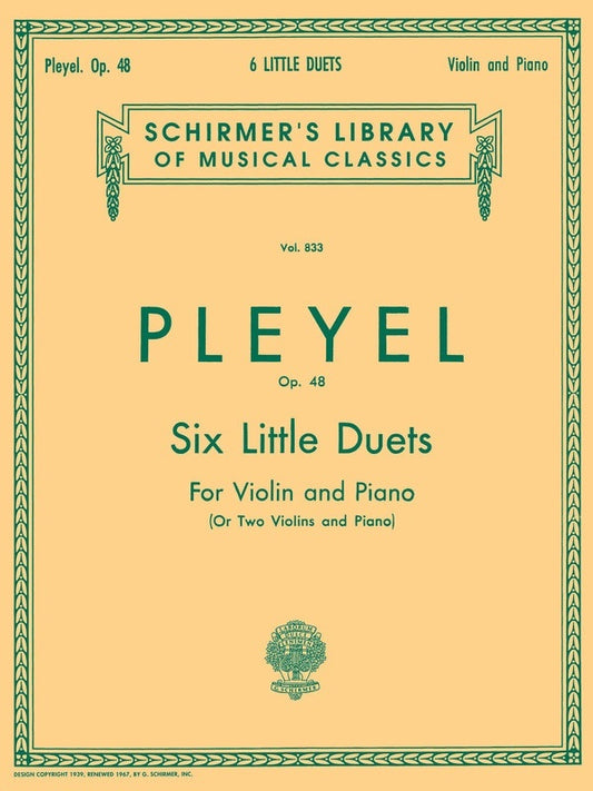 Pleyel 6 Little Duets Op48 Violin/Piano 2Violin