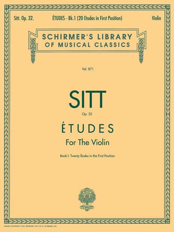 SITT Etudes Op 32 Book 1 for Unaccompanied Violin by G. Schirmer, 20 Pages
