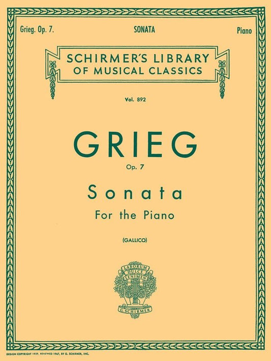 Grieg Sonata Op 7 Lib.892 Piano