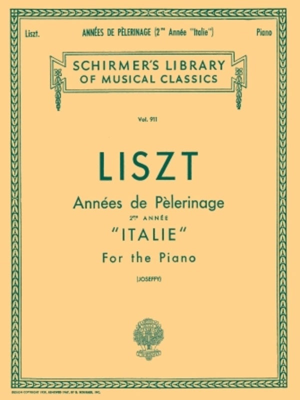 Liszt - Annees De Pelerinage Book 2 Italy Piano (Softcover Book)