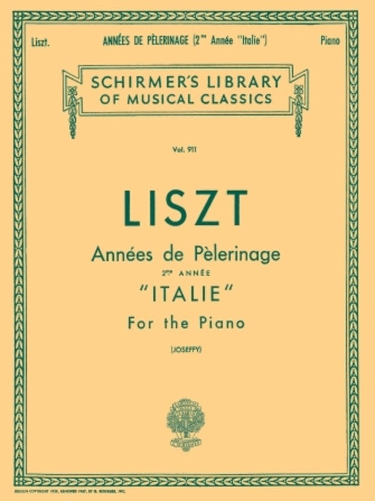 Liszt - Annees De Pelerinage Book 2 Italy Piano (Softcover Book)