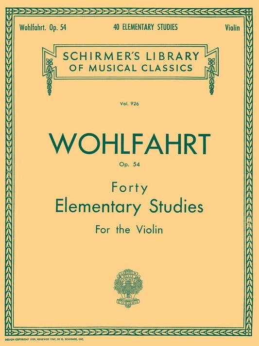 Wohlfahrt Forty Elementary Studies Op. 54 for Unaccompanied Violin, 24 Pages