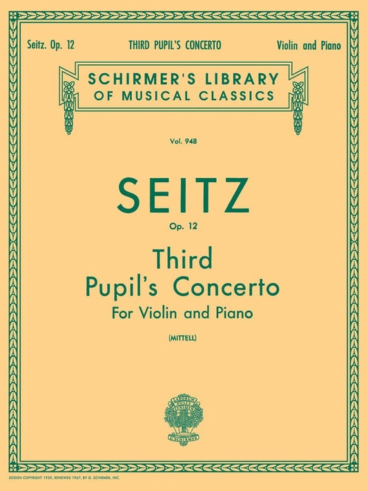 Seitz - Pupils Concerto No 3 Violin/Piano (Softcover Book)
