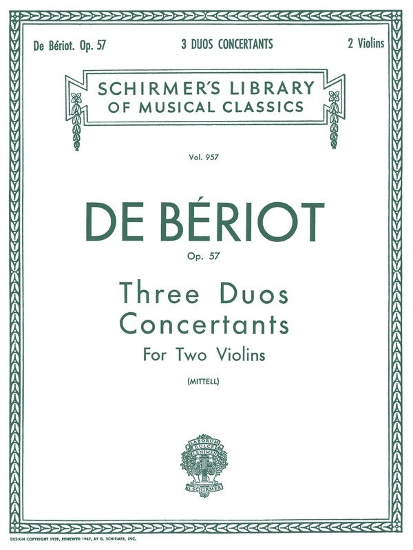 Beriot 3 Duos Op 57 Lib.957 2 Violins