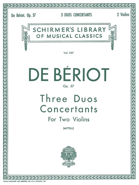 Beriot 3 Duos Op 57 Lib.957 2 Violins