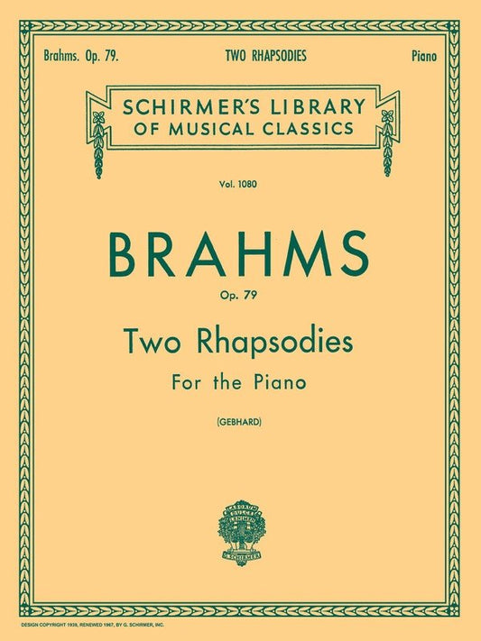 Brahms 2 Rhapsodies Op79 Lib.1080 Piano